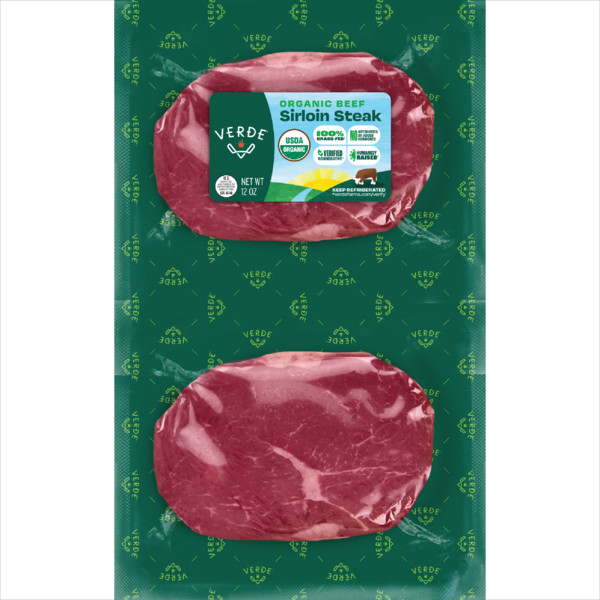 Verde Farms Organic, 100% Grass-Fed, Sirloin Steak, Twin Pack
