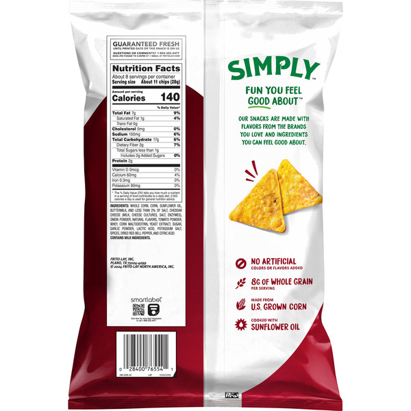 Simply Doritos Tortilla Chips White Cheddar Nacho Flavored - Image 2