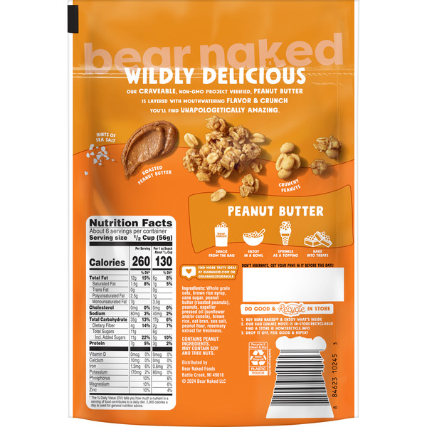 Bear Naked Peanut Butter Granola Cereal, Good Source of Fiber, Whole Grain Snacks - Image 8