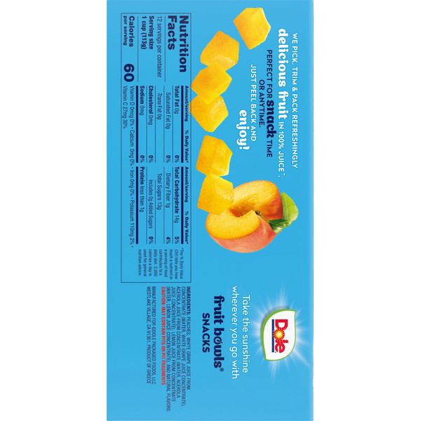 Dole Fruit Bowls Snack, in 100% Fruit Juice, Diced Peaches - Image 7