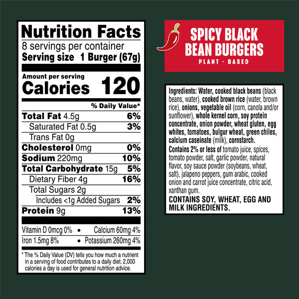 Morning Star Farms Spicy Black Bean Veggie Burgers, Vegetarian Meat, Value Pack, 8 Count - Image 6