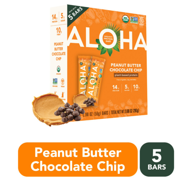 Aloha Protein Bars, Organic, Peanut Butter Chocolate Chip