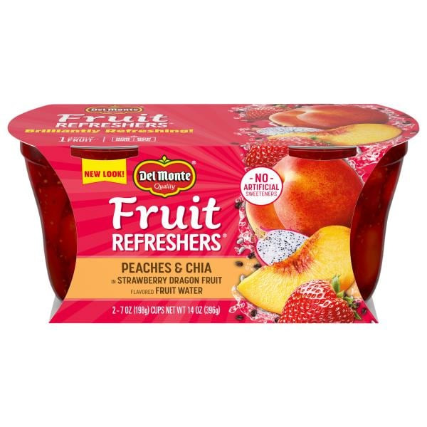 Del Monte Fruit & Chia Peaches in Strawbery Dragonfruit Flavored Chia Plastic Fruit Cup Snacks