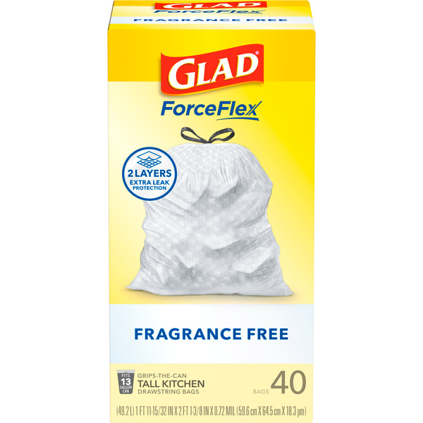Glad ForceFlex Tall Kitchen Drawstring Trash Bags, 13 Gallon, Fragrance Free - Image 2