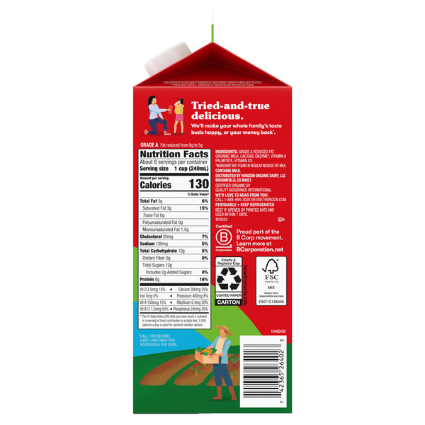 Horizon Organic Lactose-Free 2% Reduced Fat Milk - Image 3