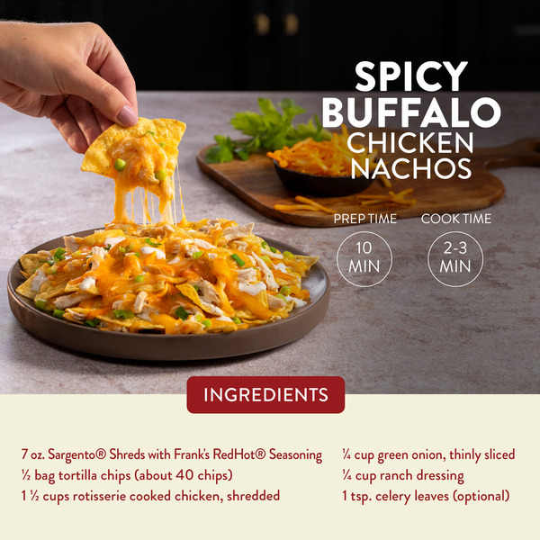 Sargento Frank’s RedHot® Natural Cheddar, Colby Jack, and American Shredded Cheese with Cayenne Pepper Seasoning, Traditional Cut, 7 oz - Image 4