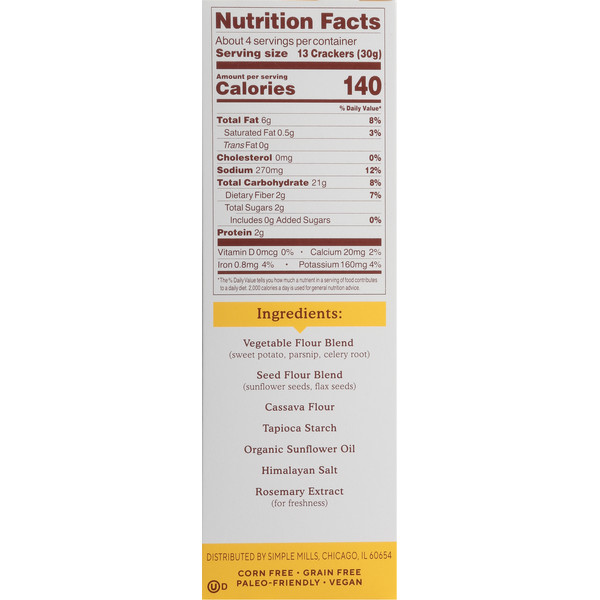 Simple Mills Veggie Pita Crackers, Himalayan Salt - Image 3