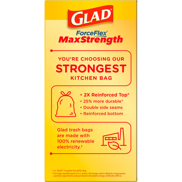 Glad ForceFlex MaxStrength Tall Kitchen Drawstring Trash Bags, 13 Gallon, Odorshield - Image 4
