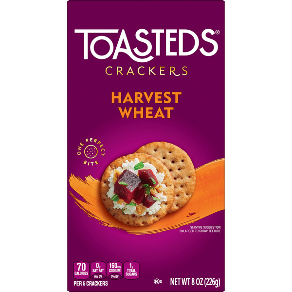 Toasteds Harvest Wheat Crackers, Party Snacks, 8 oz - Image 7