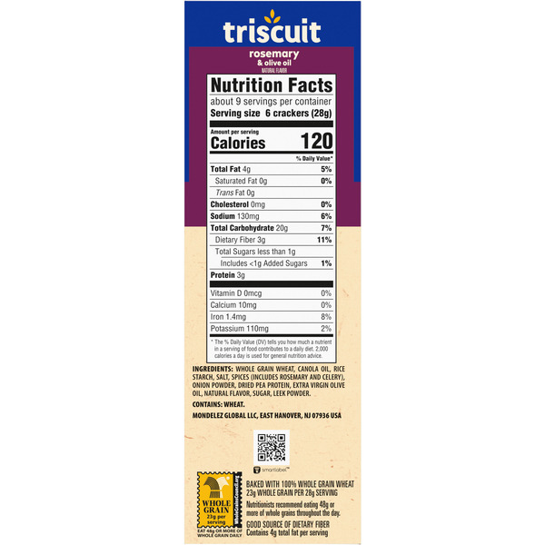 TRISCUIT Rosemary & Olive Oil Whole Grain Wheat Crackers - Image 3