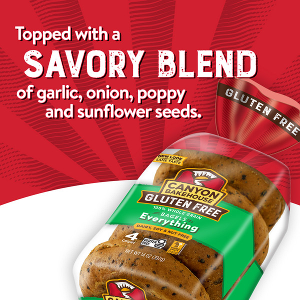 Canyon Bakehouse Everything Bagels, Gluten Free Bagels, 100% Whole Grain, Frozen, 4 Count - Image 2