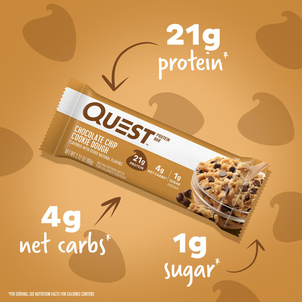Quest Protein Bar, Chocolate Chip Cookie Dough Flavor - Image 2