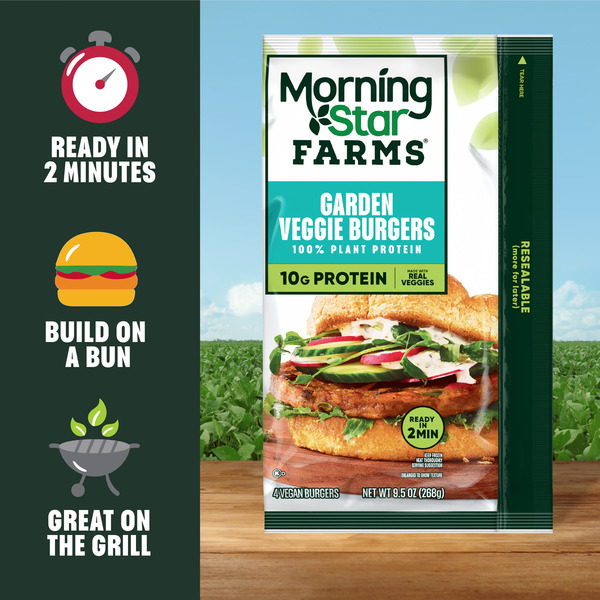Morning Star Farms Garden Veggie Plant Based Veggie Burgers, Vegan Meat, 4 Count - Image 4