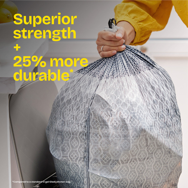 Glad ForceFlex MaxStrength Tall Kitchen Drawstring Trash Bags, 13 Gallon, Fresh Clean - Image 8