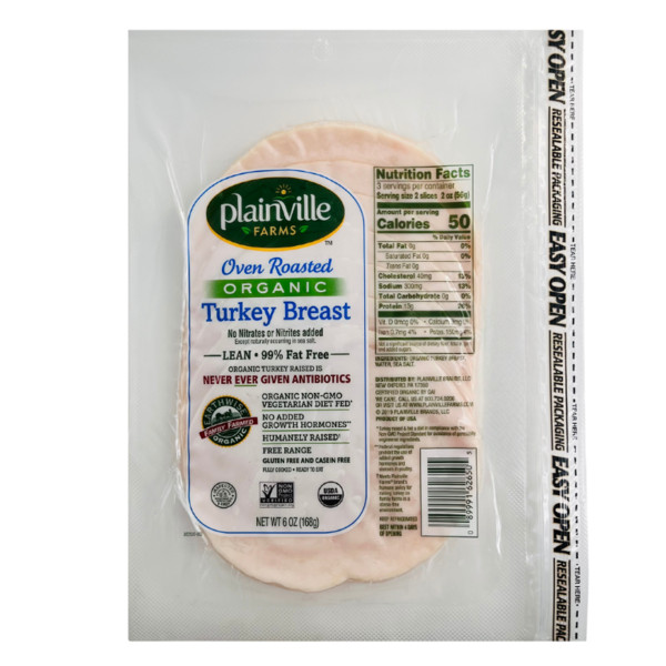 Plainville Farms Organic Oven Roasted Turkey Breast, Pre-sliced Deli