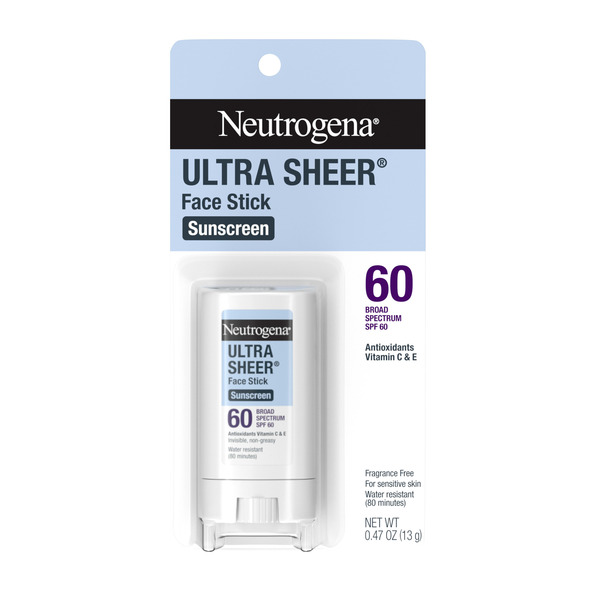 Neutrogena Ultra Sheer SPF 60 Face Sunscreen Stick, Non-Greasy, .47 oz