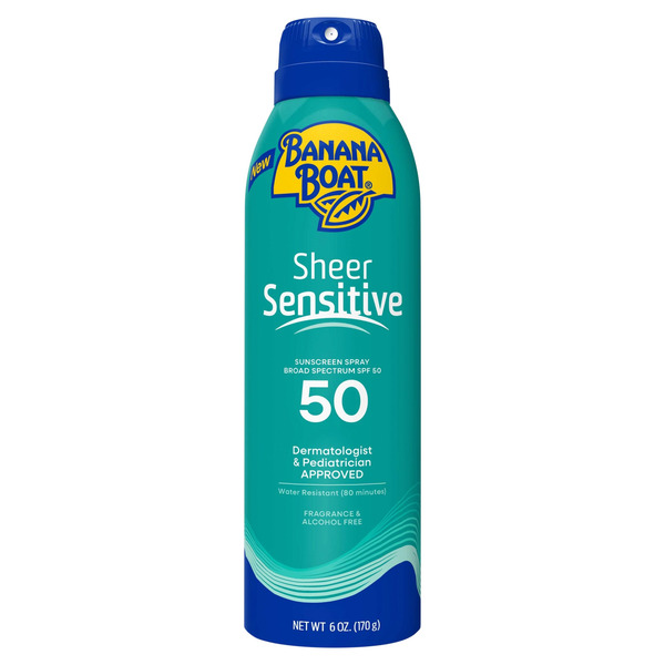 Banana Boat Sheer Sensitive Broad Spectrum Spf 50 Sunscreen Lotion Spray