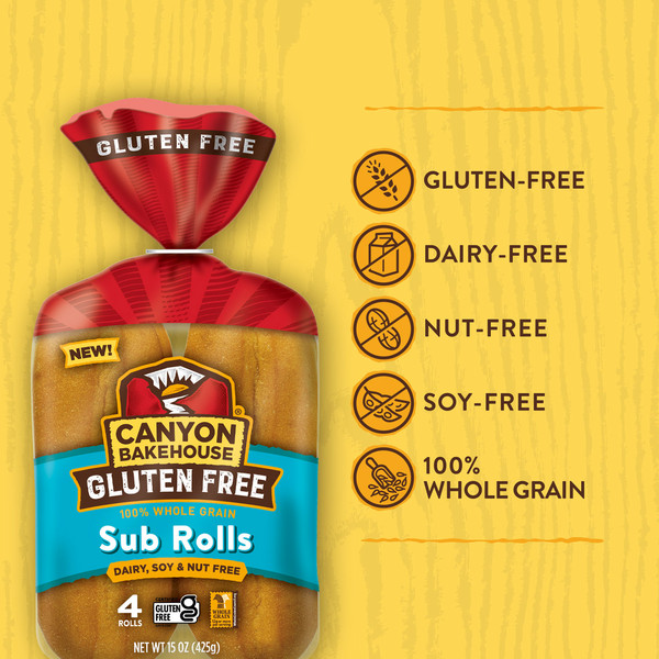 Canyon Bakehouse Gluten Free Sub Rolls, 100% Whole Grain Sub Rolls, Frozen, 4 Count - Image 2