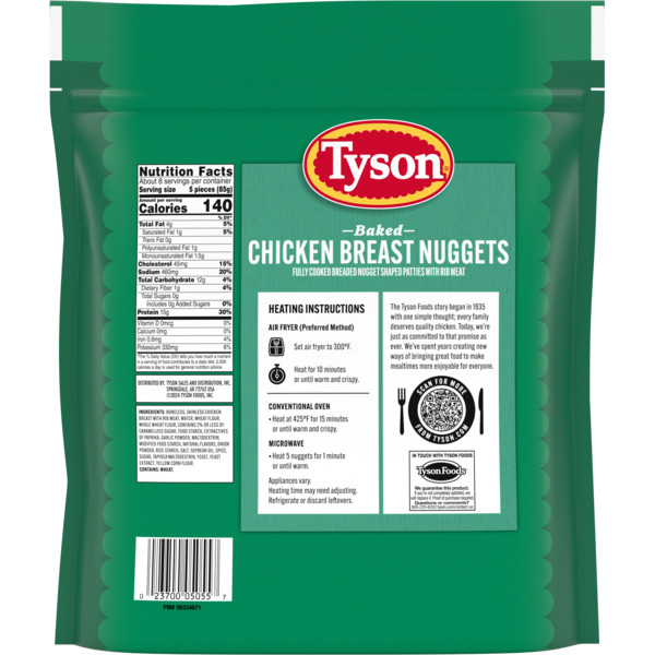 Tyson Frozen Baked Chicken Breast Nuggets, 25 oz - Image 2