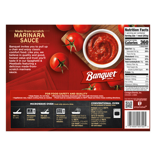 Banquet Spaghetti and Meatballs, Frozen Meal - Image 6