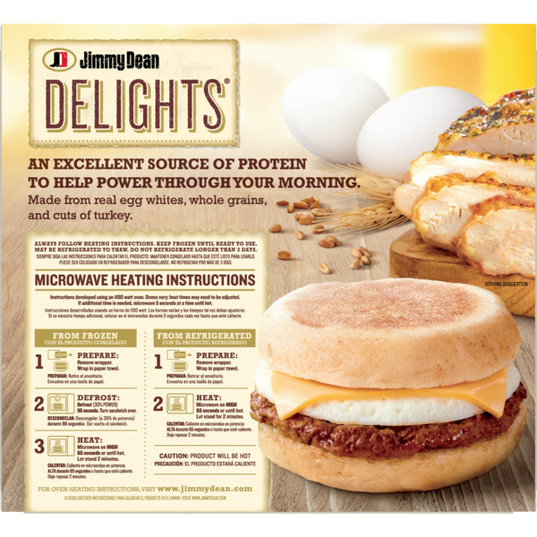 Jimmy Dean English Muffin Breakfast Sandwiches with Turkey Sausage, Egg White, and Cheese, Frozen, 8 Count - Image 4