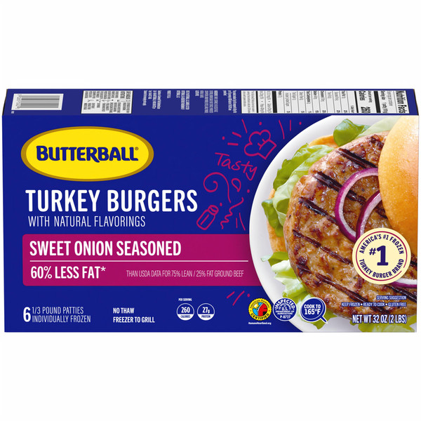 Butterball Sweet Onion Seasoned Frozen Turkey Burgers