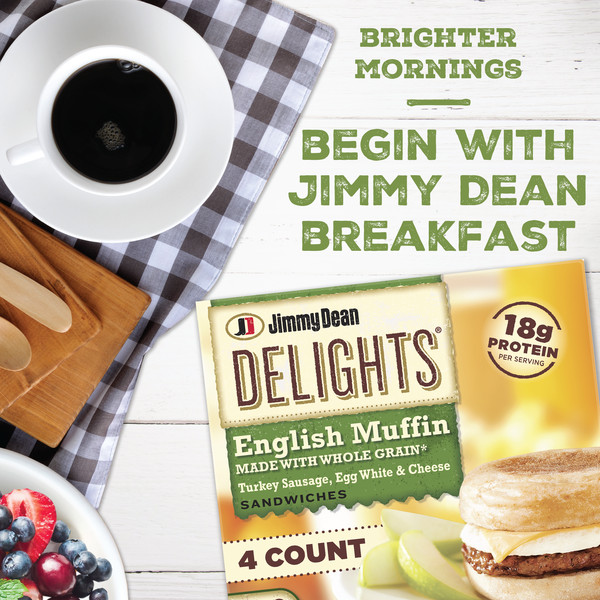 Jimmy Dean English Muffin Breakfast Sandwiches with Turkey Sausage, Egg White, and Cheese, Frozen, 4 Count - Image 6