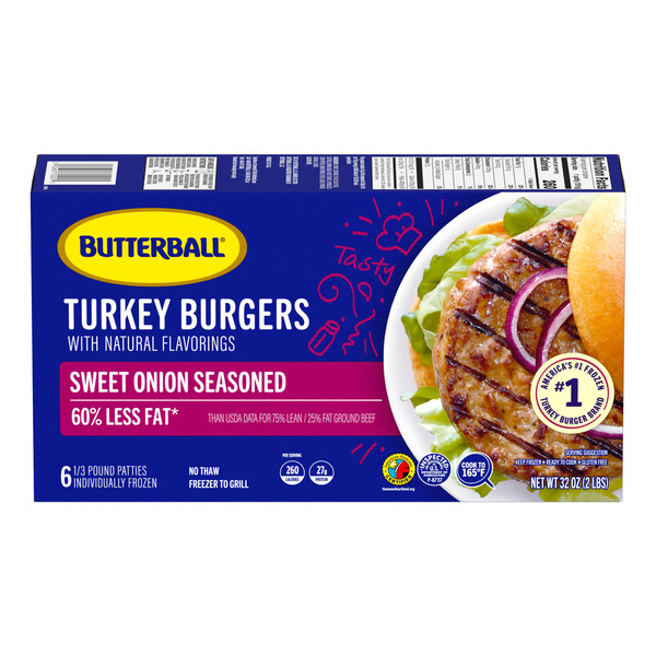 Butterball Sweet Onion Seasoned Frozen Turkey Burgers - Image 2