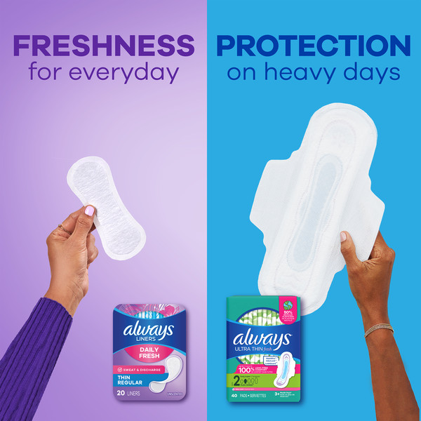 Always Daily Fresh Thin Liners, Regular, Unscented Panty Liners - Image 6