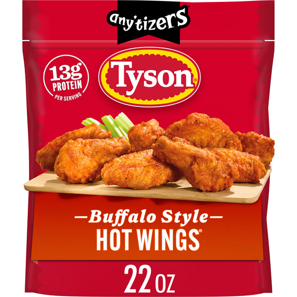 Tyson Any'tizers Bone In Buffalo Chicken Hot Wings Frozen