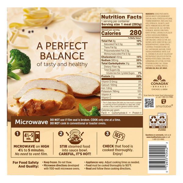 Healthy Choice Café Steamers Chicken Fettuccini Alfredo With Broccoli, Frozen Meal - Image 6