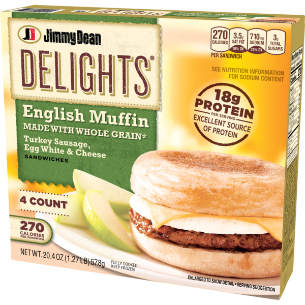 Jimmy Dean English Muffin Breakfast Sandwiches with Turkey Sausage, Egg White, and Cheese, Frozen, 4 Count - Image 3