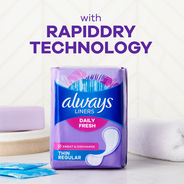 Always Daily Fresh Thin Liners, Regular, Unscented Panty Liners - Image 5