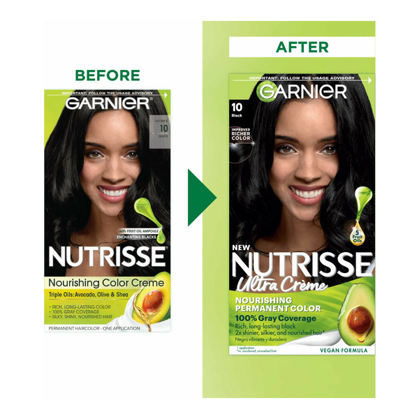 Garnier Nourishing Hair Color Creme with Five Oils, 10 Black (Licorice) - Image 2