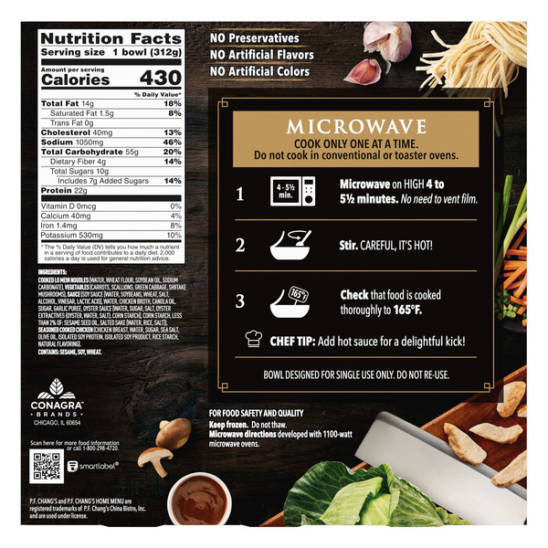 P.F. Chang's Home Menu Chicken Lo Mein Noodle Bowl, Frozen Meal - Image 6