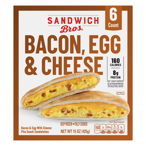 Sandwich Bros. Bacon Egg & Cheese Pita Snack Sandwiches Frozen - Image 6