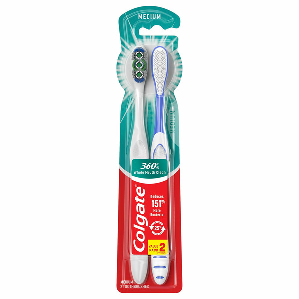 Colgate 360 Medium Toothbrushes with Tongue Cleaner