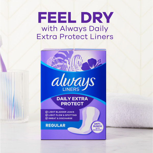 Always Daily Extra Protect Liners, Extra Long Length, Unscented Panty Liners - Image 6