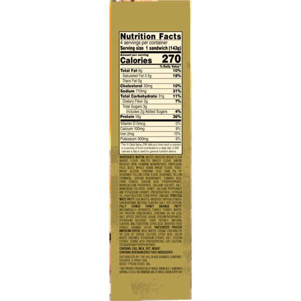 Jimmy Dean English Muffin Breakfast Sandwiches with Turkey Sausage, Egg White, and Cheese, Frozen, 4 Count - Image 4
