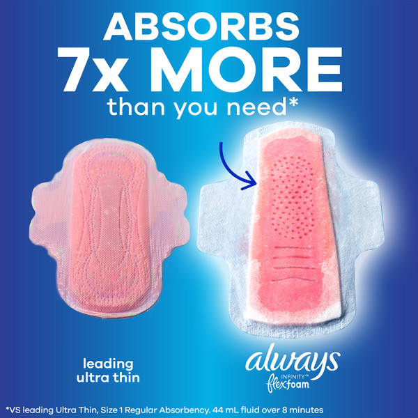 Always Infinity FlexFoam Pads for Women Size 5 Extra Heavy Overnight Absorbency - Image 5