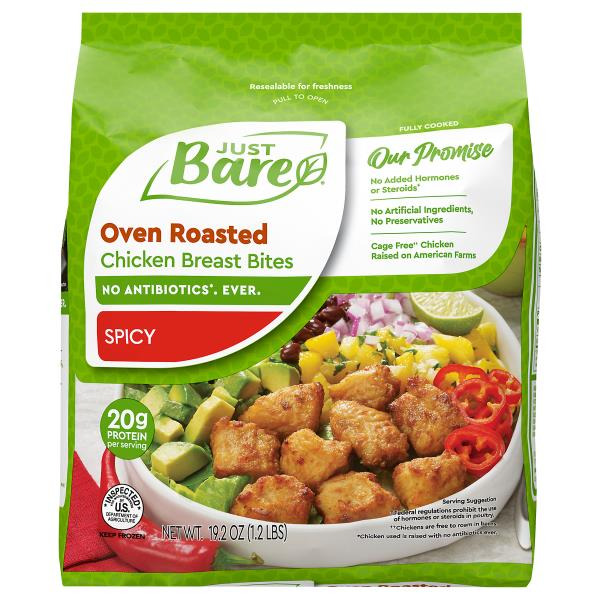 Just Bare Fully Cooked Roasted Spicy Boneless Skinless Chicken Breast Bites