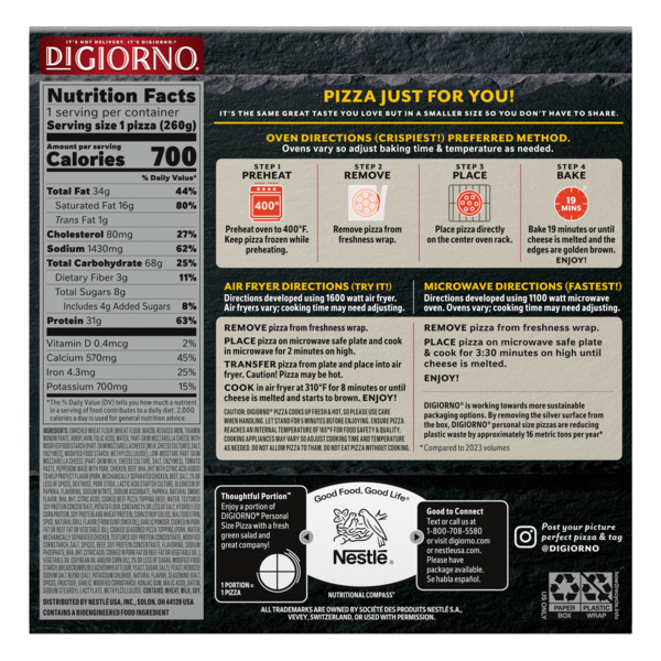 DiGiorno Cheese Stuffed Crust Small Three Meat Frozen Pizza - Image 4