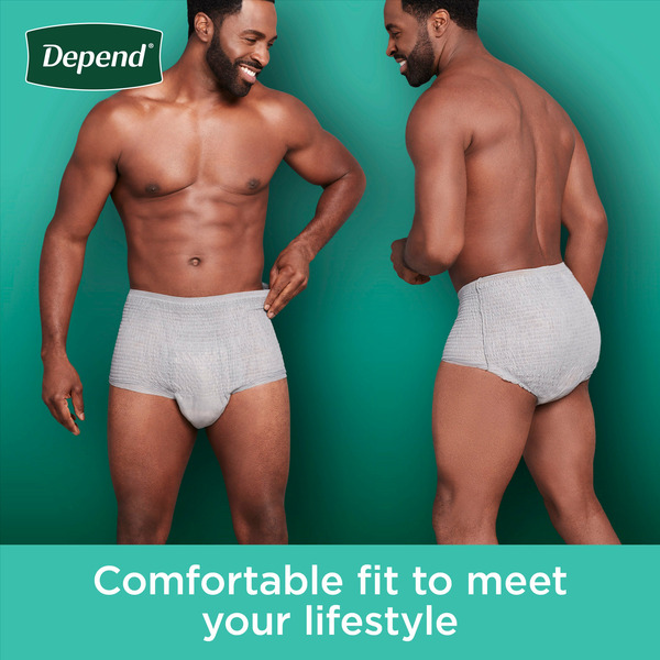 Depend Fresh Protection Men's Adult Incontinence Underwear, L, Grey - Image 4