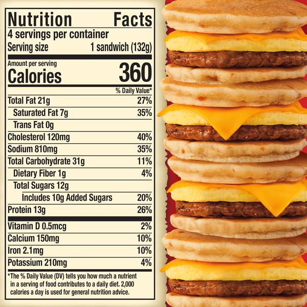 Jimmy Dean Sausage, Egg and Cheese Maple Griddle Cake Sandwiches, 4 ct Pack, 18.8 oz Box - Image 4