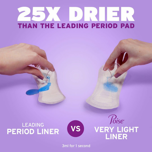 Poise Daily Incontinence Liners, 2 Drop Very Light Absorbency, Long - Image 5