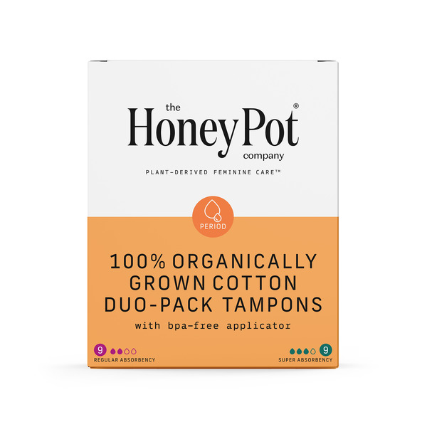 The Honey Pot Company Organic Cotton Duo-Pack, BPA-Free Applicator Tampons