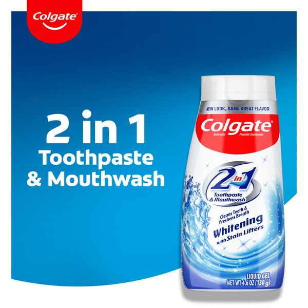 Colgate 2-in-1 Whitening Toothpaste Gel and Mouthwash, Mint - Image 3