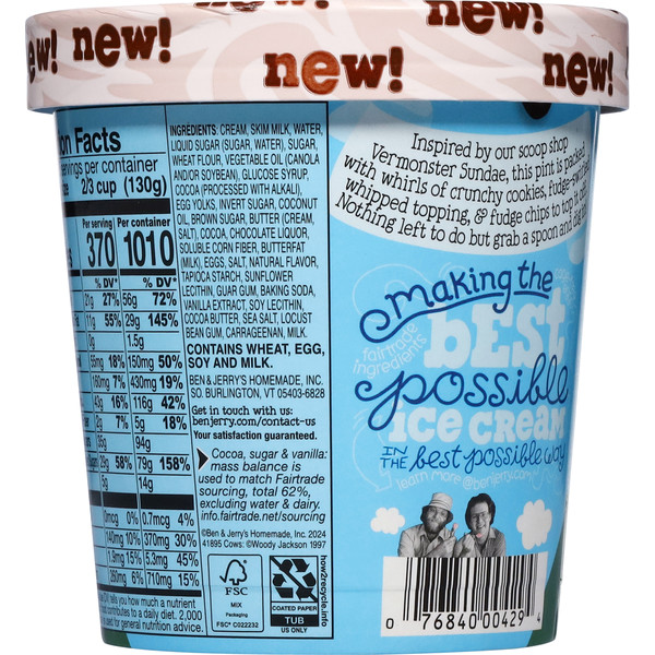 Ben & Jerry's Ice Cream, Cookie Vermont-Ster, Sundae - Image 2