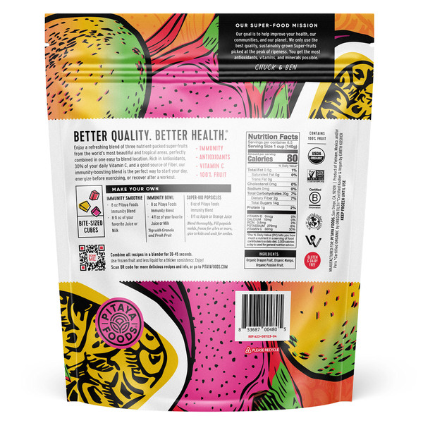 Pitaya Foods Dragon Fruit + Passion Fruit + Mango, Organic, Bite-Sized Pieces, Immunity - Image 5