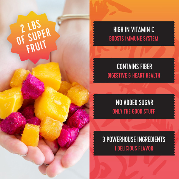 Pitaya Foods Dragon Fruit + Passion Fruit + Mango, Organic, Bite-Sized Pieces, Immunity - Image 2